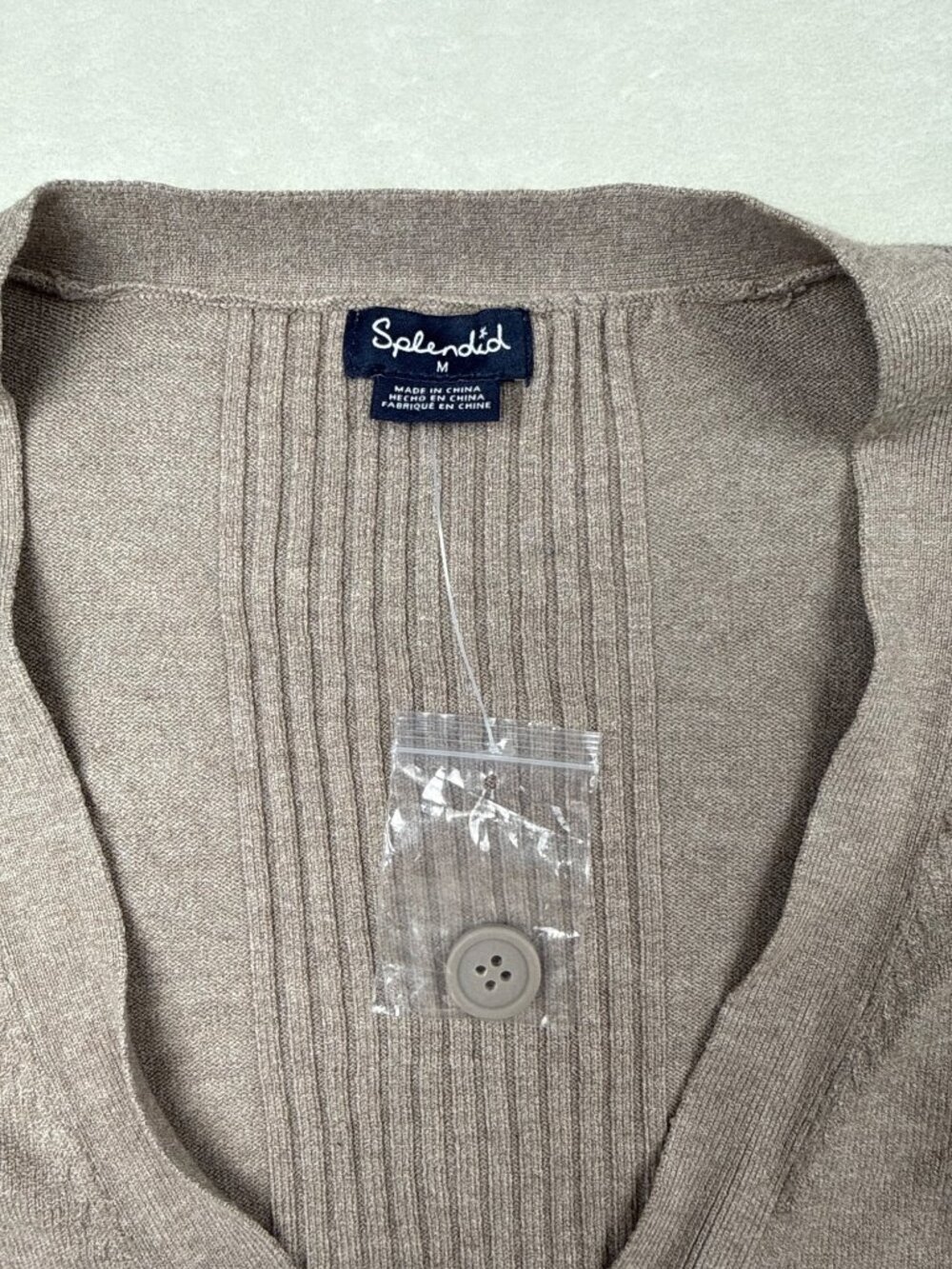 Splendid Womens Taupe Long Cardigan With Pockets & Tie Belt Size M - Picture 2 of 5